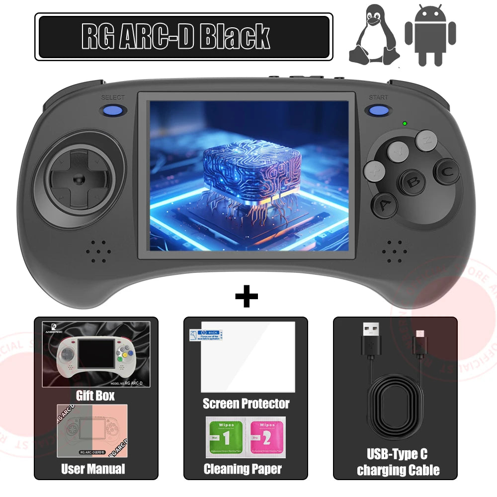 ANBERNIC RG ARC-S/RG ARC-D Retro Games RK3566 4.0 INCH 640*480 Handheld Game Console Emulator LINUX System 3500mAh HD-compatible