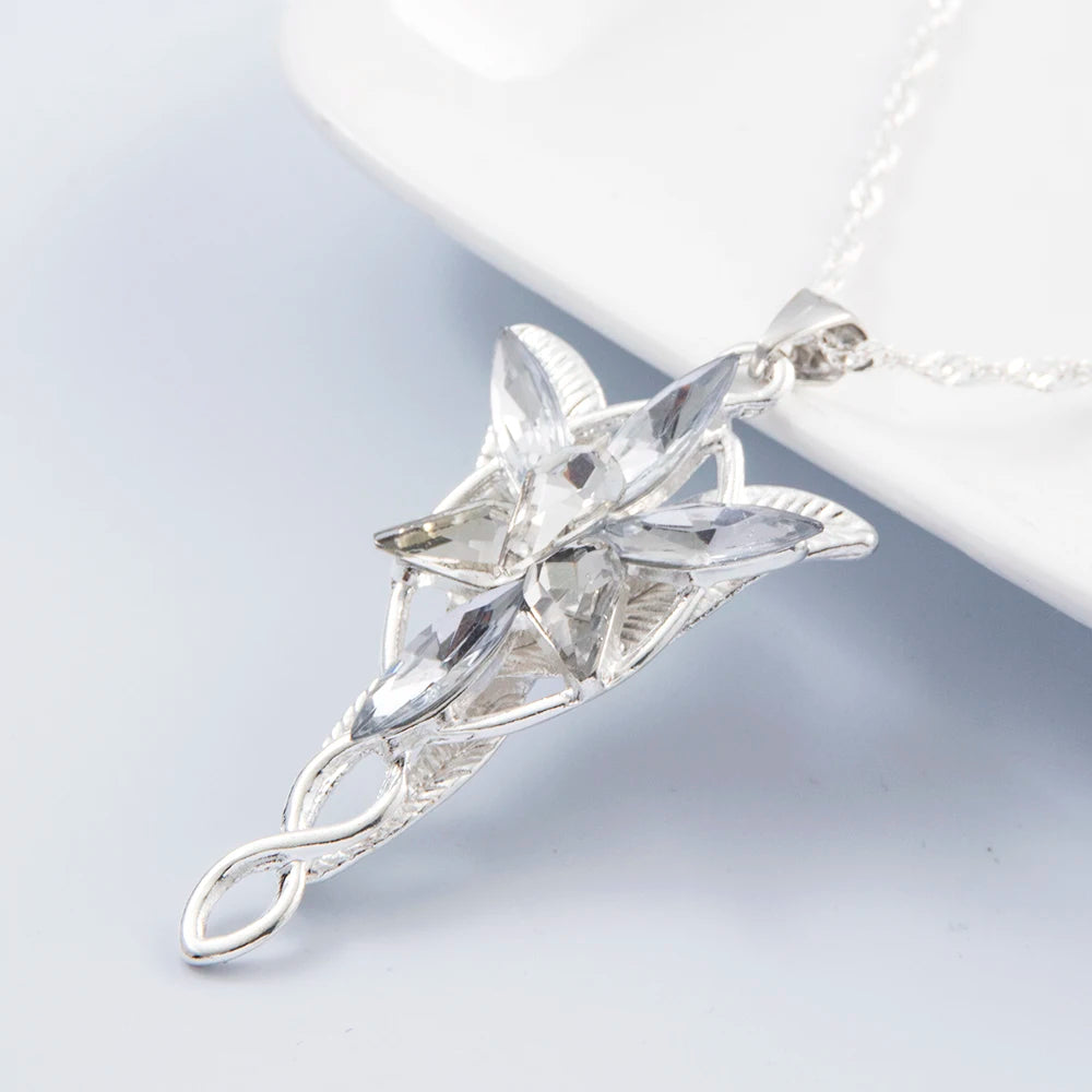 Movie The Lord Arwen Evenstar Necklace Elf Princess Arwen Twilight Star Crystal Pendant Necklaces for Women Choker Jewelry Gift