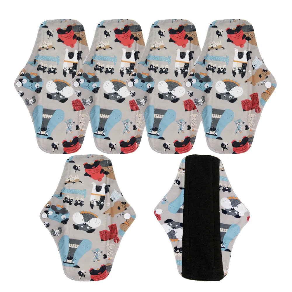 5Pcs Washable Sanitary Towels Menstrual Pad Reusable Bamboo Charcoal Women Napkins Feminine Hygiene Product Period Cloth Pads