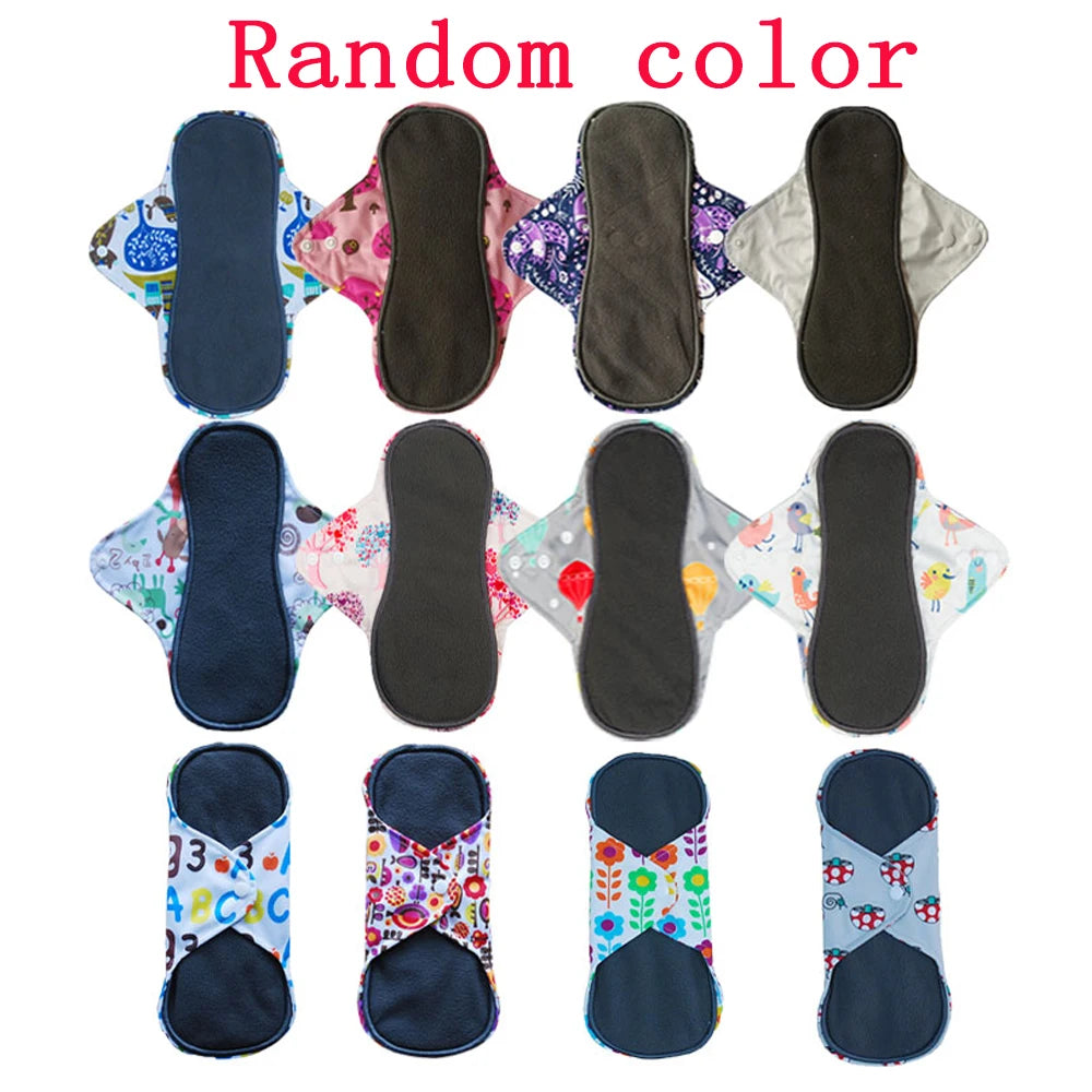 Bamboo Charcoal Menstrual Postpartum Reusable Panty Liner Daily Pads Period Relief Women Care Reusable Sanitary Cloth Pads