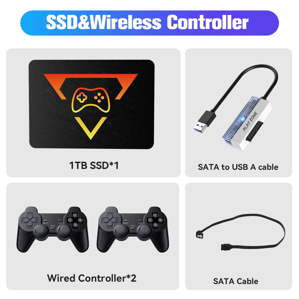 Playzone SSD 1TB&Game Consoles With 16191 3D&Retro Games 80+Emulators for PS5/PS4/XBOX/XBOX One/SWITCH 3 System in 1 for WIN PC