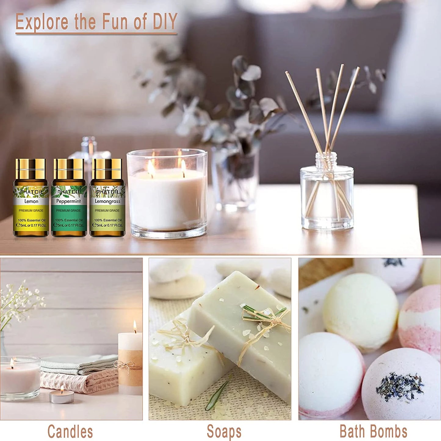 12pcs Gift Box Pure Essential Oils for Humidifiers Diffuser Massage Spa Lavender Lemongrass Rose Lemon Geranium Tea tree