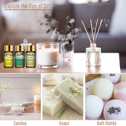 12pcs Gift Box Pure Essential Oils for Humidifiers Diffuser Massage Spa Lavender Lemongrass Rose Lemon Geranium Tea tree