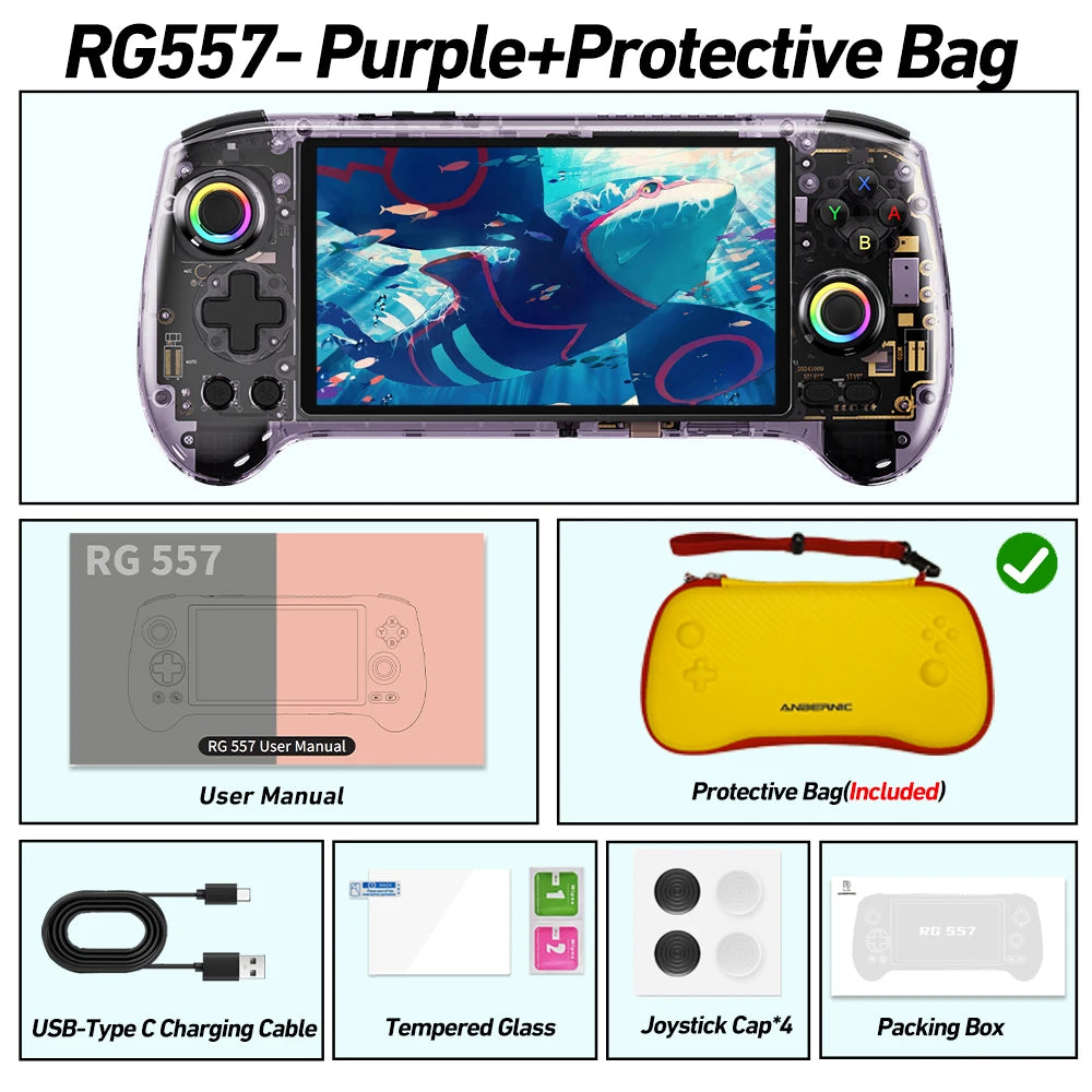ANBERNIC RG557 Handheld Game Console 5.48'' AMOLED Android 14 5500mAH Portable Video Game Player Support Streaming WIFI 6E