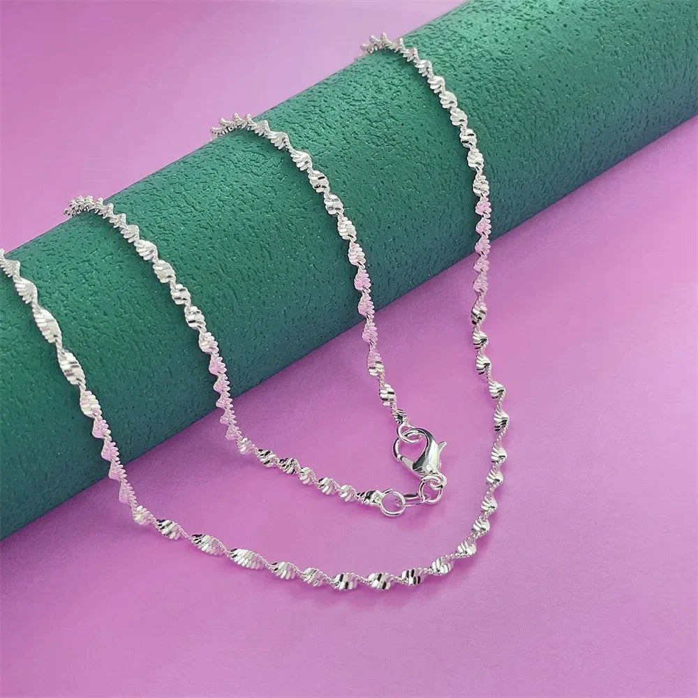 Sterling Silver Side Chain Necklace — 2mm