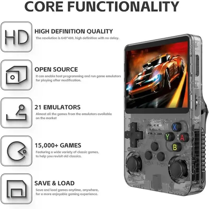 WUDS Open Source R36S Retro Handheld Video Game Console Linux System 3.5 Inch IPS Screen Portable Pocket Video Player 64G games