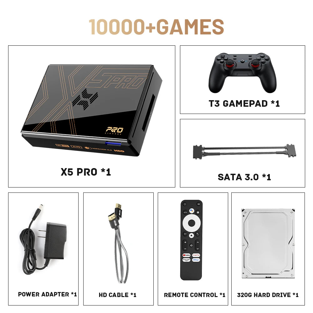 Kinhank Retro Video Game Consoles Super Console X5 PRO Plug and Play 4T with 16000 Games for PS2/WII/SS/DC/N64