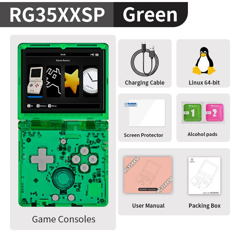 ANBERNIC RG35XXSP Flip Retro Handheld Game Console Linux 64bit WiFi Bluetooth Retro Video Gaming Console Online Play HDMI-TV Out