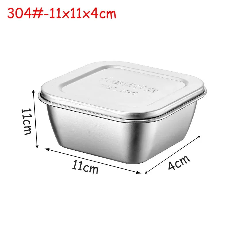 201/304 Stainless Steel Storage Tray With Lids Rectangle Food Container Sausage Noodles Fruit Plates Home Kitchen Organizers