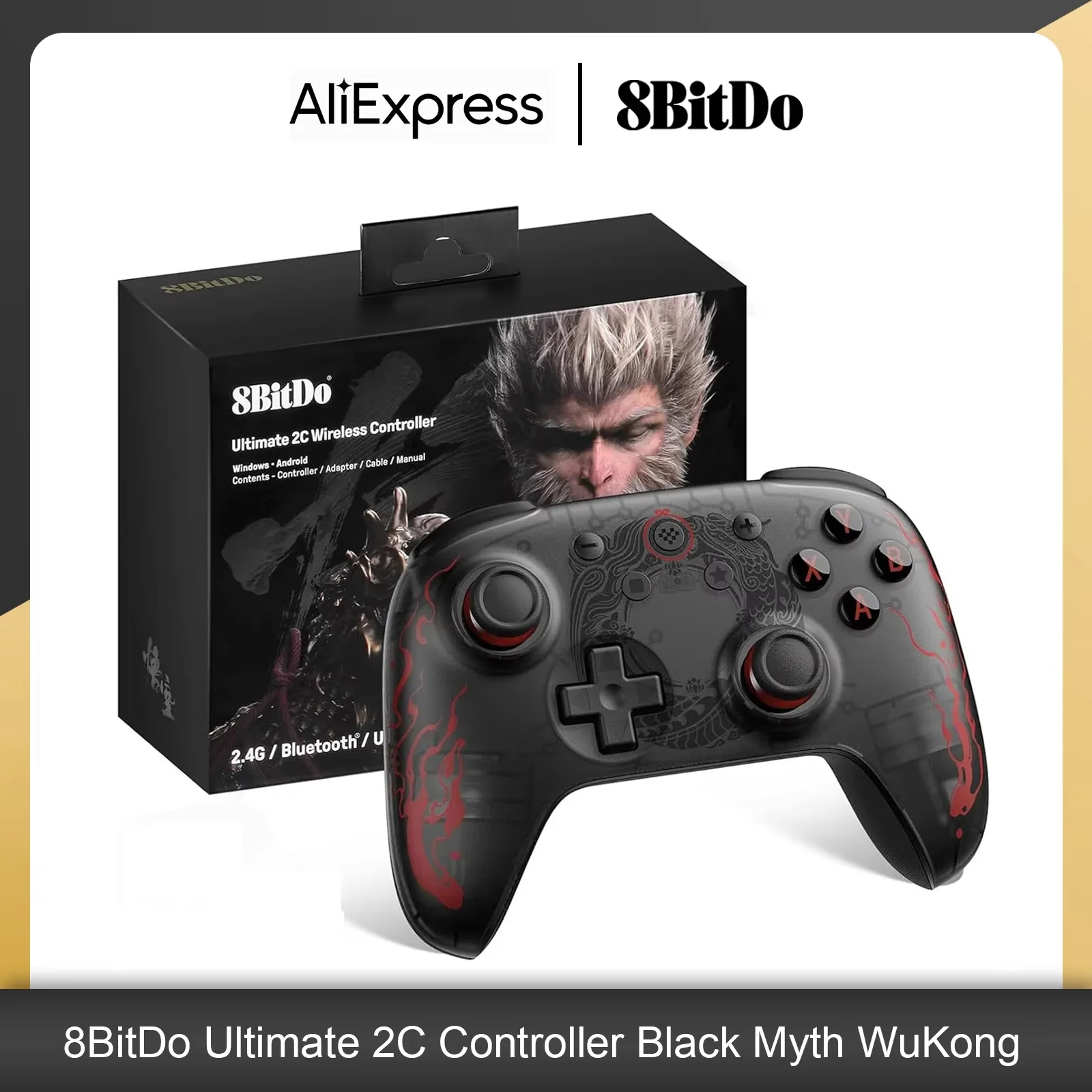 8BitDo Ultimate 2C Wired Game Controller Wireless Gamepad Black Myth WuKong with Hall Effect Joystick for Windows 10/11 Android
