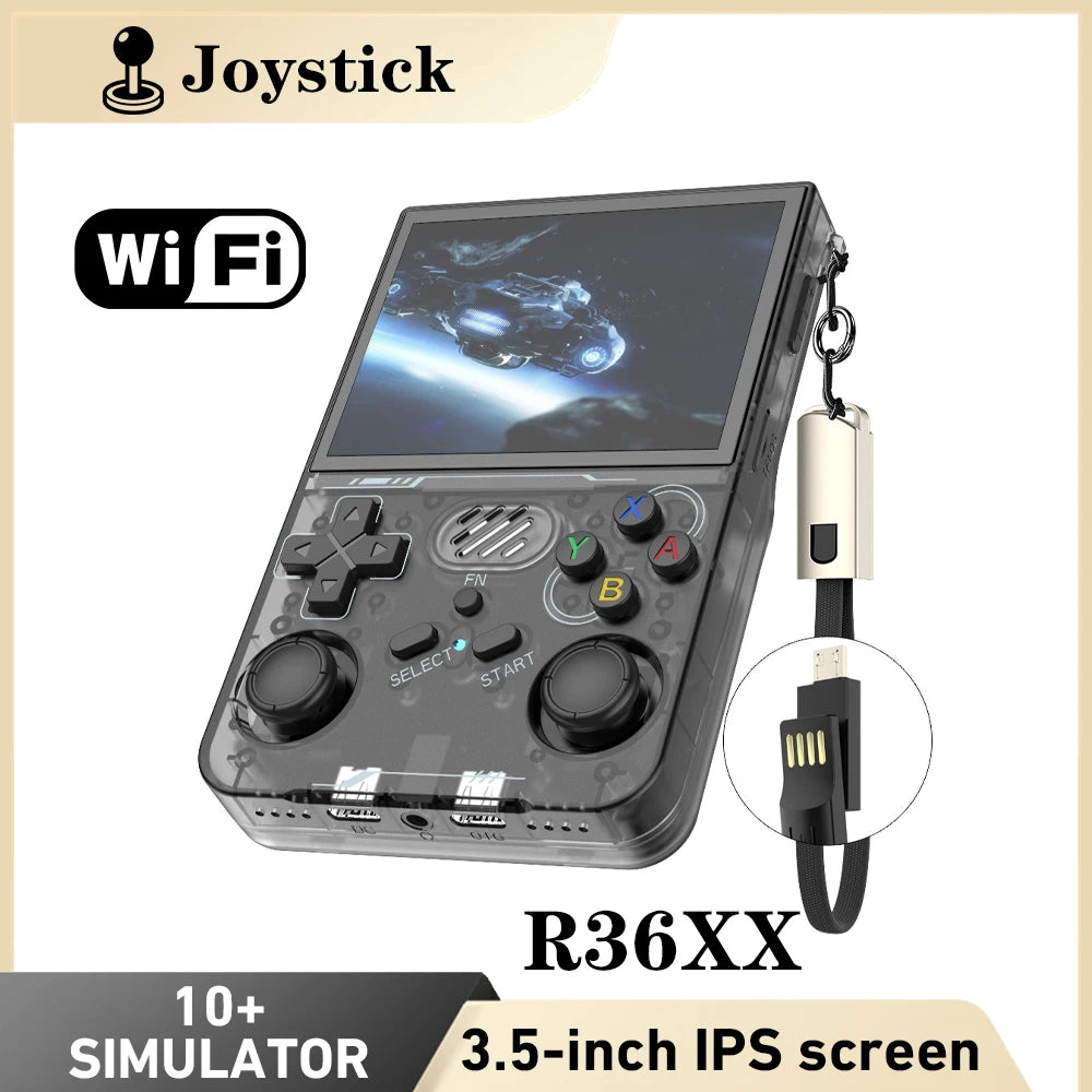 R36XX Retro Handheld Game Console, Linux, 3.5-inch IPS Screen, 64/128GB Games, Wi-Fi Live Video - Holiday Gift