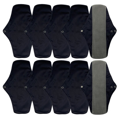 10 Piece Set Reusable Menstrual Pads for Women Washable Bamboo Charcoal Sanitary Napkins Eco-Friendly Cloth Period Pads