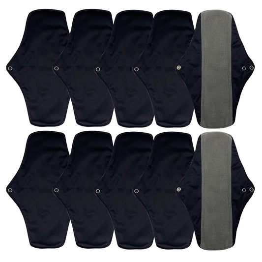 10 Piece Set Reusable Menstrual Pads for Women Washable Bamboo Charcoal Sanitary Napkins Eco-Friendly Cloth Period Pads