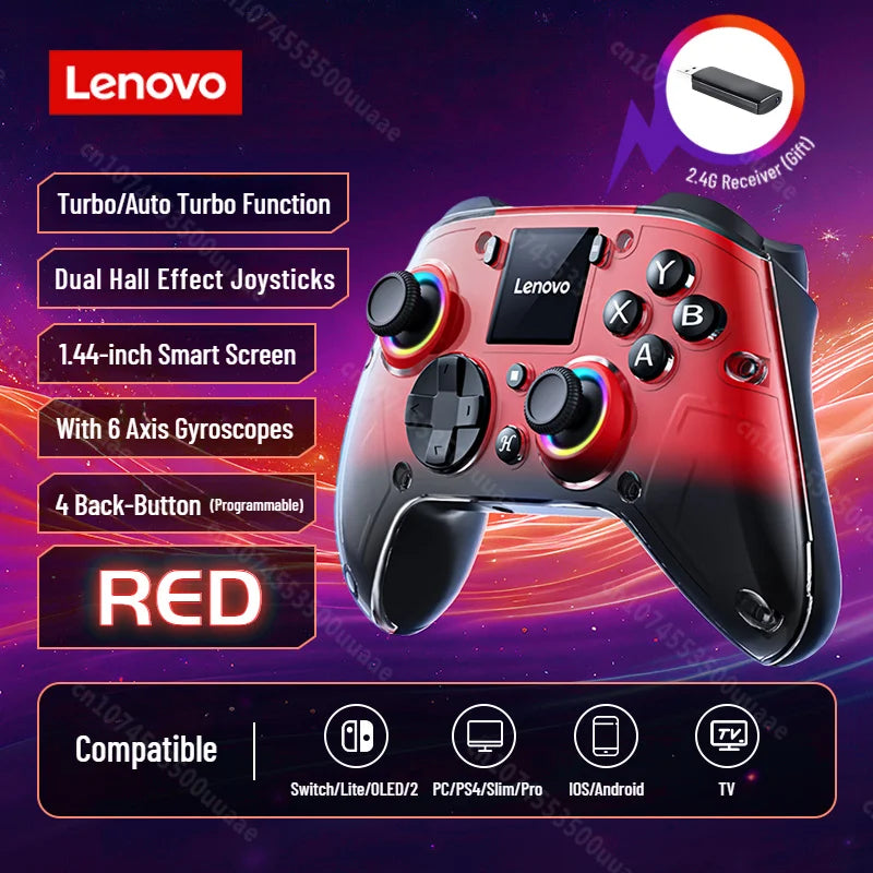 Lenovo X01 Smart Screen Wireless Gamepad Dual Hall Joystick Game Controller for Switch/2/Lite/OLED iPhone Android PS4 PC Steam