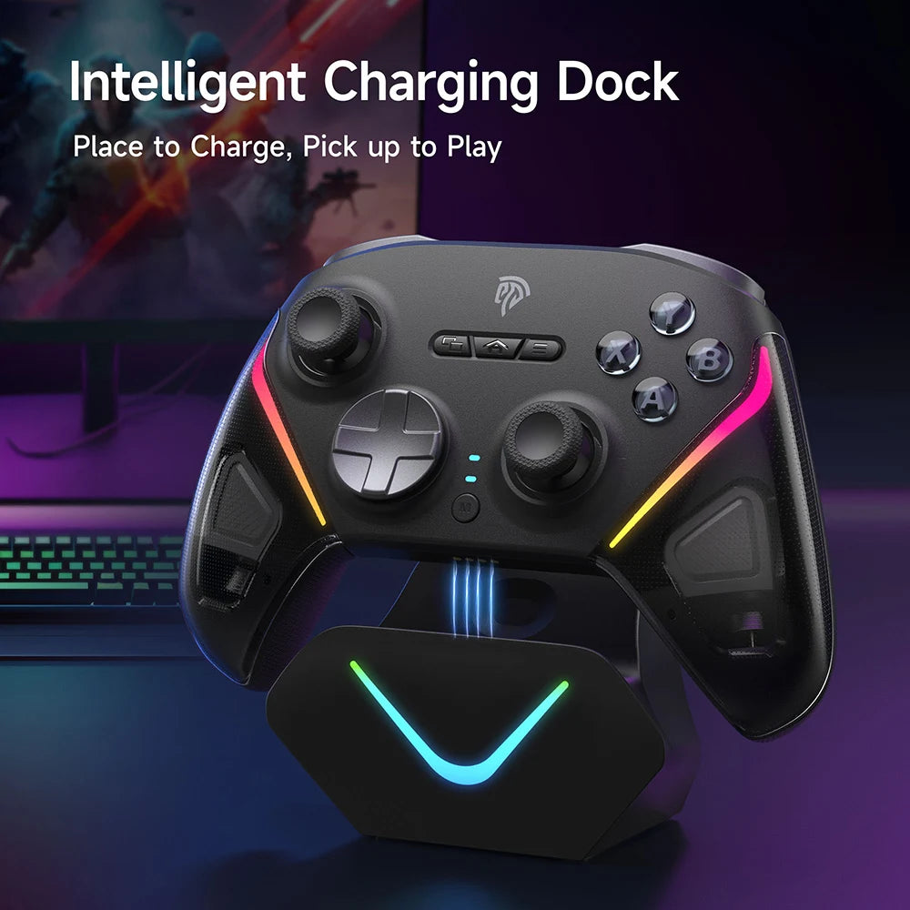 EasySMX D10 Wireless Gamepad Bluetooth Game Controller Compatible with PC/Switch/Phone/Steam, TMR Sticks, Charging Dock