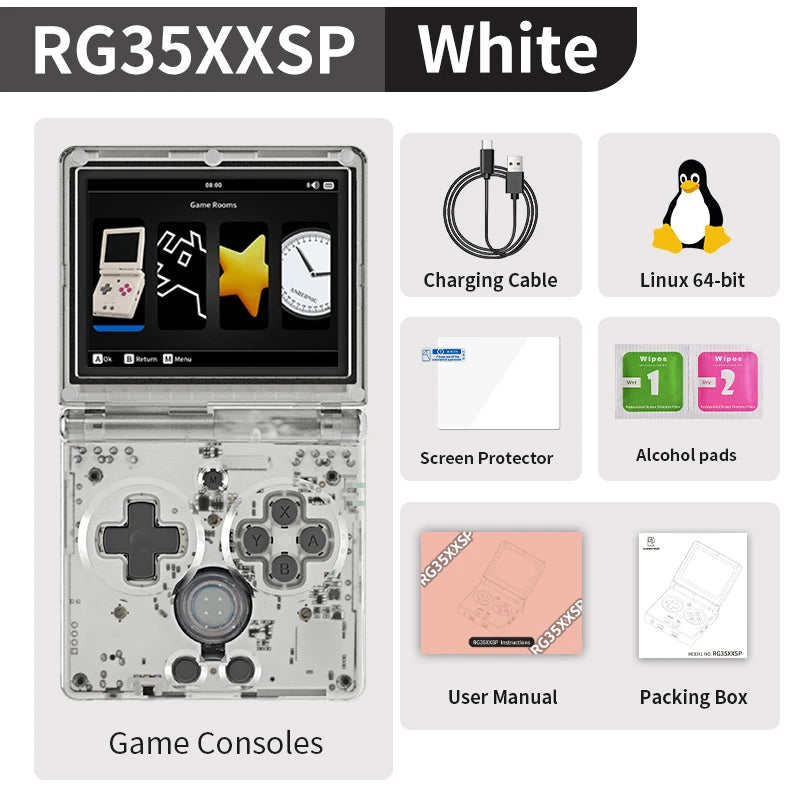 ANBERNIC RG35XXSP Flip Retro Handheld Game Console Linux 64bit WiFi Bluetooth Retro Video Gaming Console Online Play HDMI-TV Out