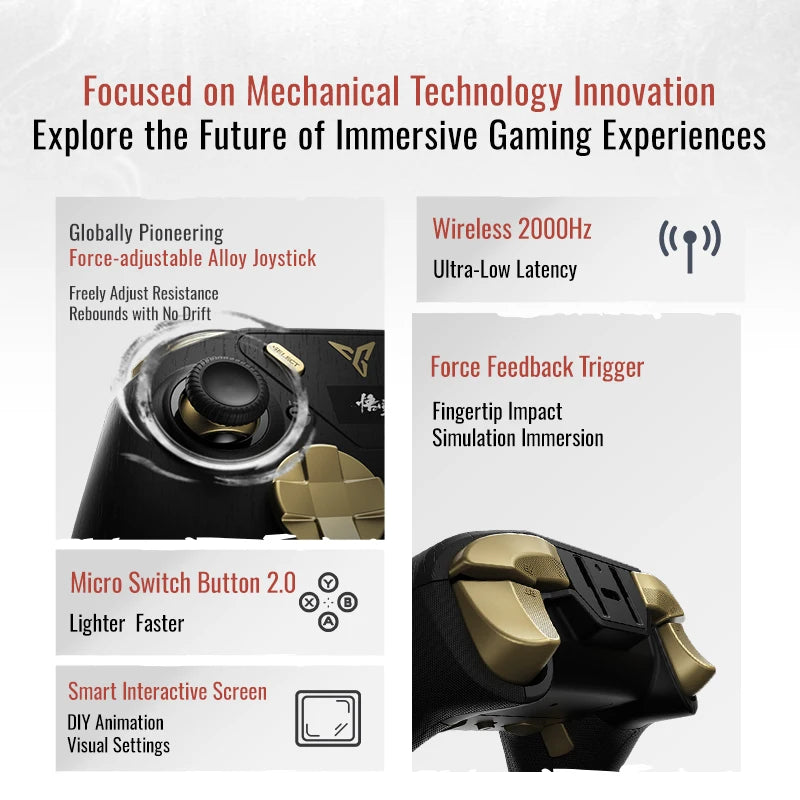 NEW Flydigi APEX 4 Black Myth Wukong Gamepad 2000hz Wireless Force Feedback Alloy Rocker Game Controller For Switch PC Steam