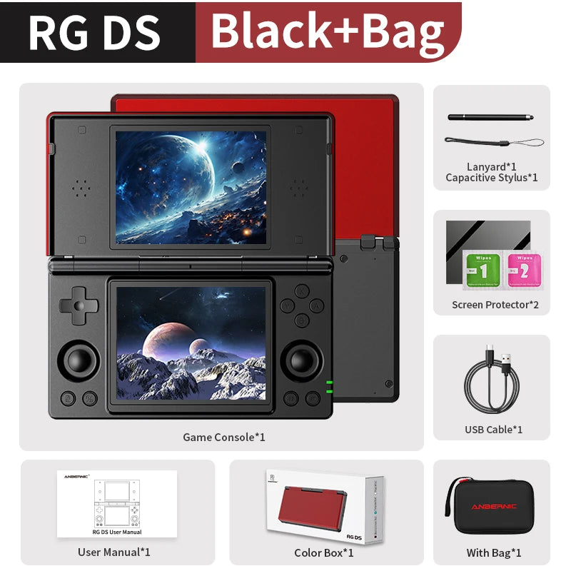 ANBERNIC RG DS Handheld Game Console RK3568 64-bit 4" IPS Multi-touch Screen Android 4000mAh Dual-screen Flip Video Games Player