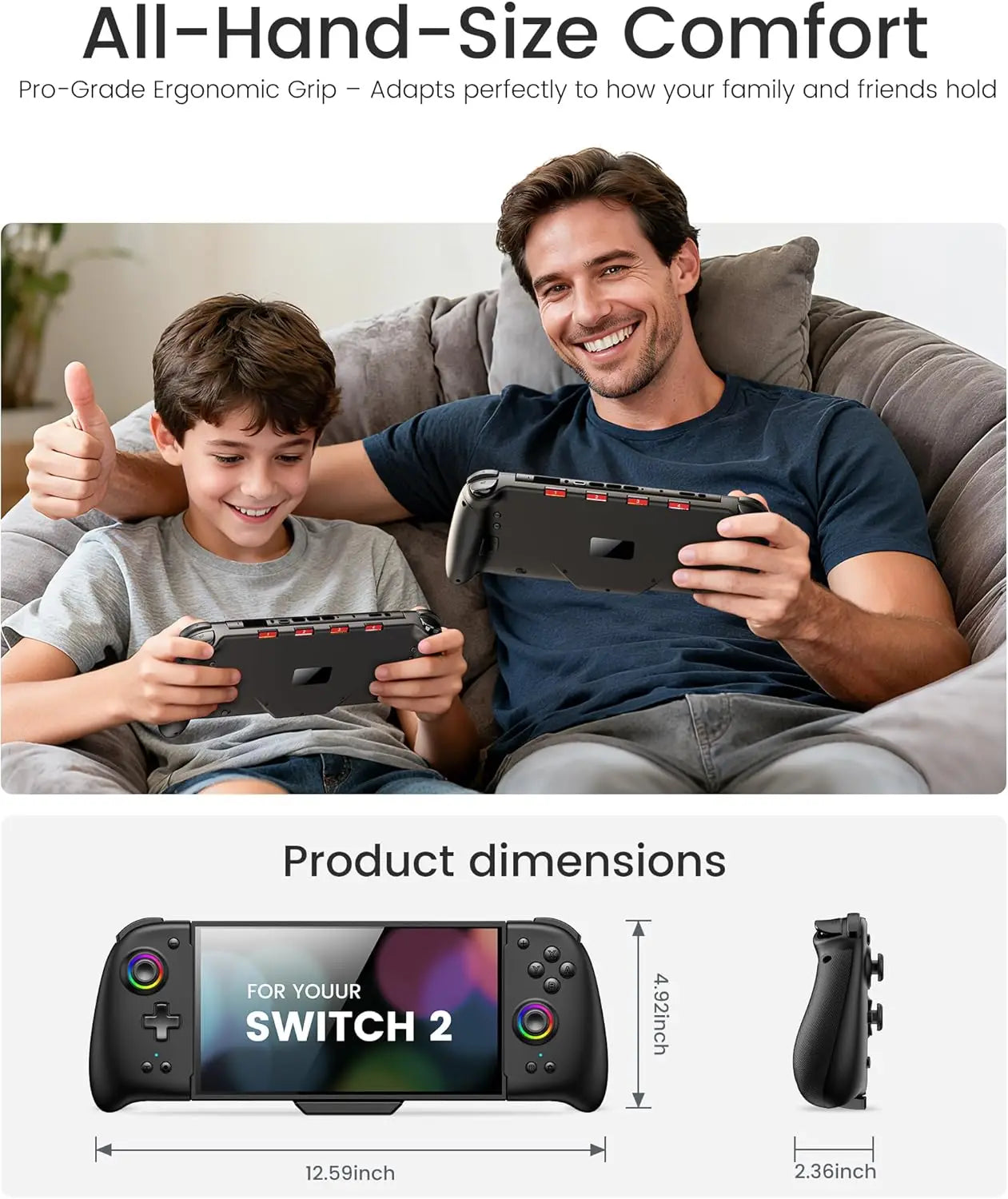BEBONCOOL Wireless Game Controller for Switch 2 Programmable Gamepad Bluetooth Controller with RGB Hall Effect Joysticks