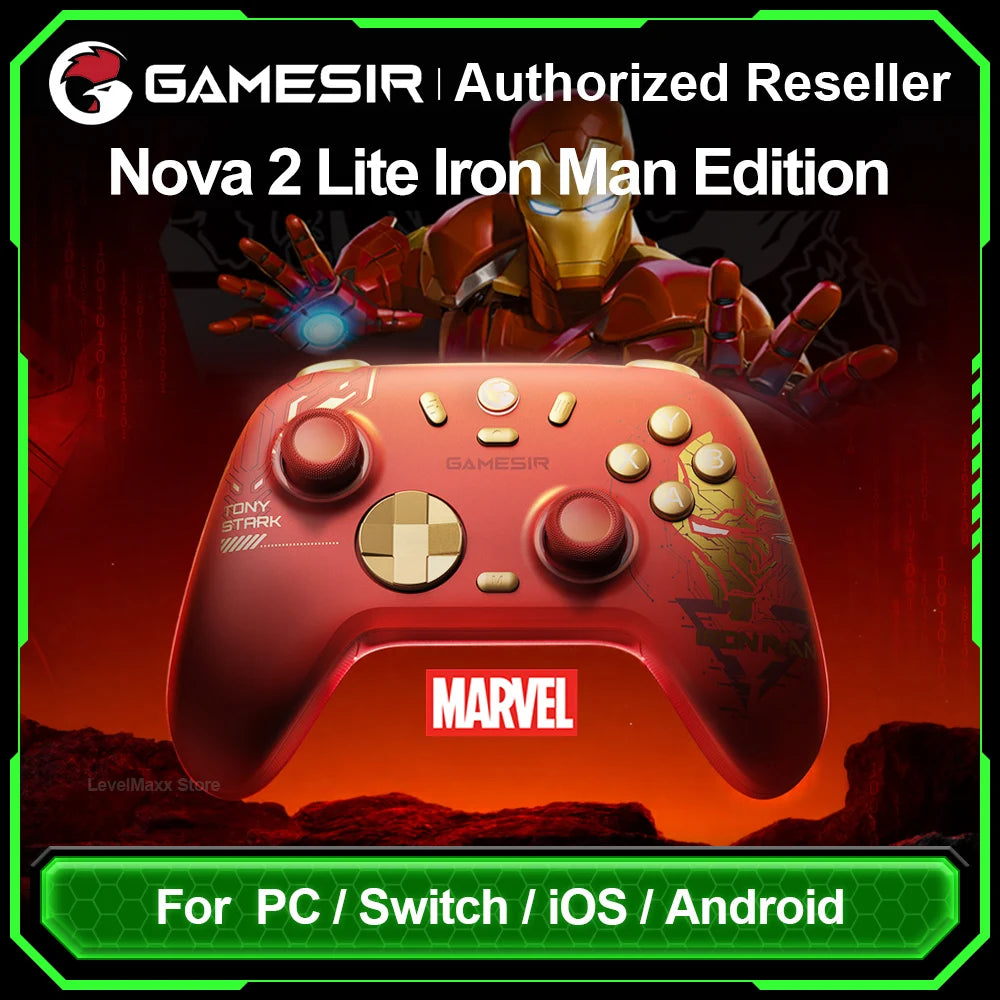 GameSir Nova 2 Lite Iron Man Edition Wireless Game Controller with GameSir Hall Effect Sensing Sticks for NS2 PC Android IOS