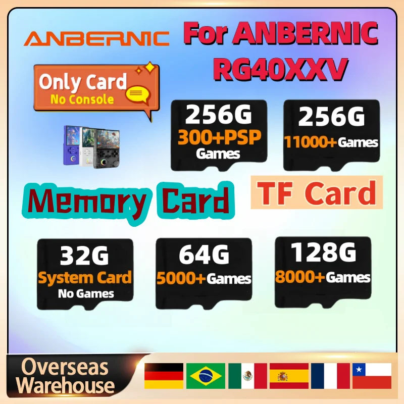 For ANBERNIC RG40XXV TF Card Memory Card Retro Handheld Game Console Video Game Console Card Preloaded Games Universal 256G PSP