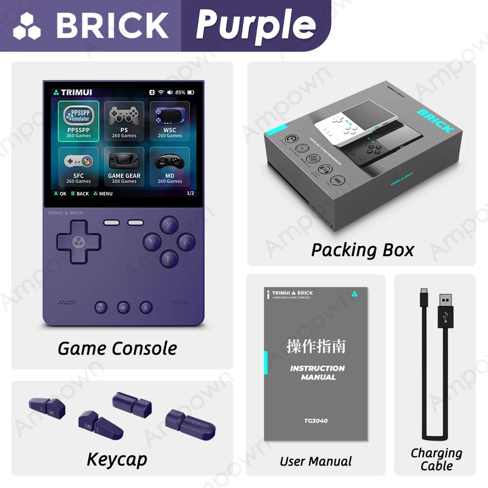 TRIMUI BRICK Handheld Game Console 3.2'' IPS Screen Linux System Crossmix OS Metal Back Panel Key LED Lighting Free Keycap Gifts