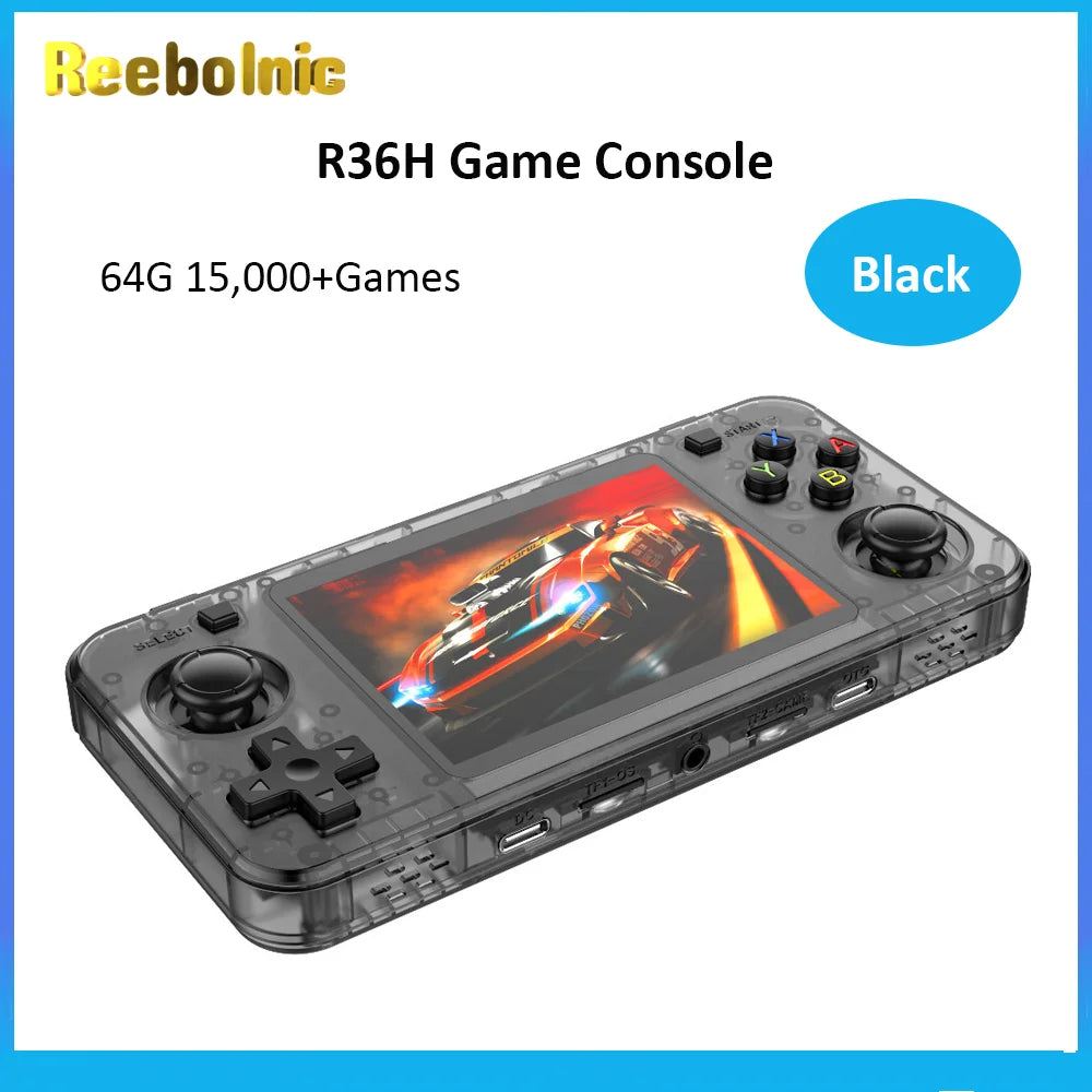 Reebolnic R36H Game Console 3.5Inch IPS Screen RK3326 3000mAh ARK OS System Portable Retro Video Game Console for Boy gift