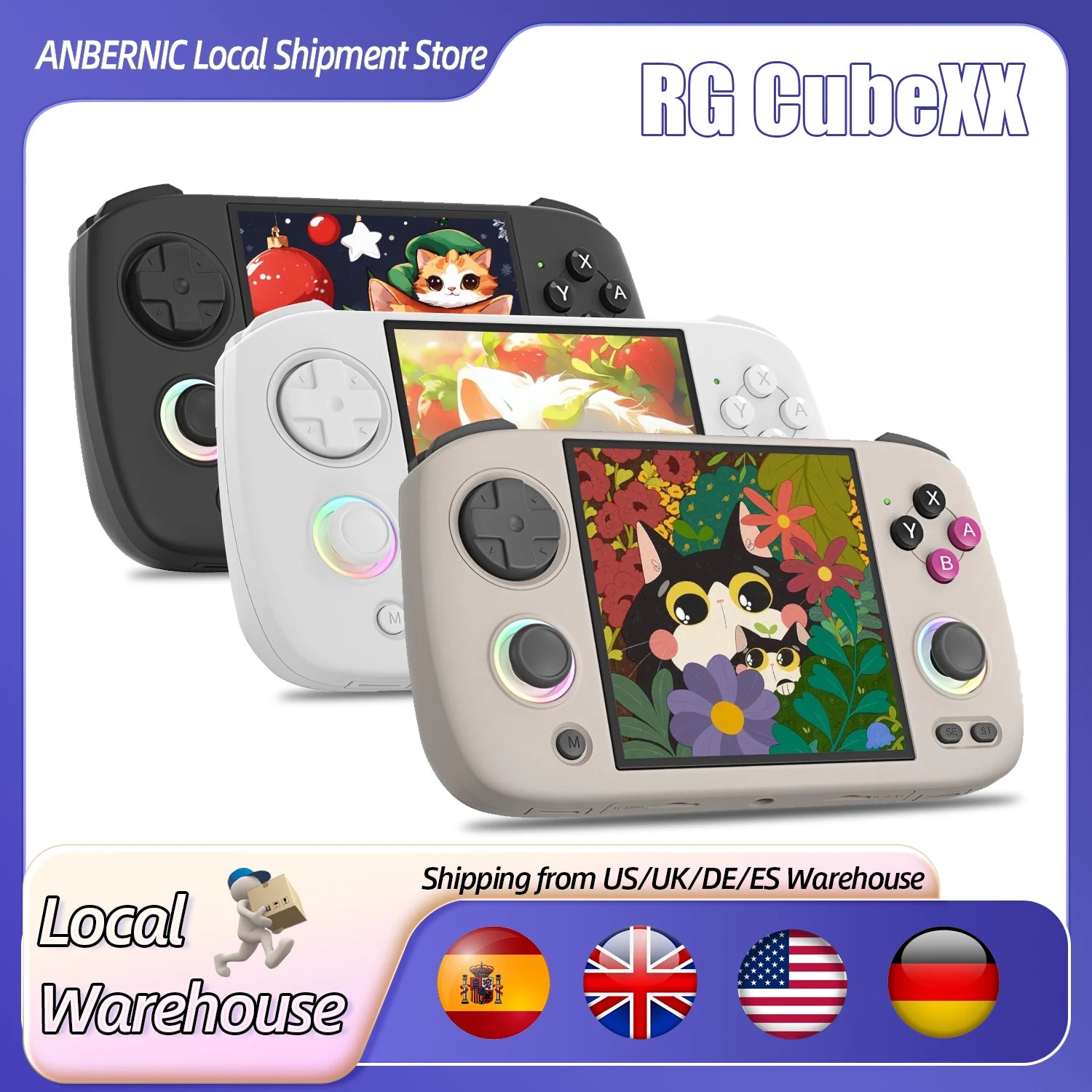 Anbernic RG CubeXX Retro Handheld Game Console 3.95 Inch IPS Screen Linux System Built-in 64G TF Card 5056 Games Support HD Out