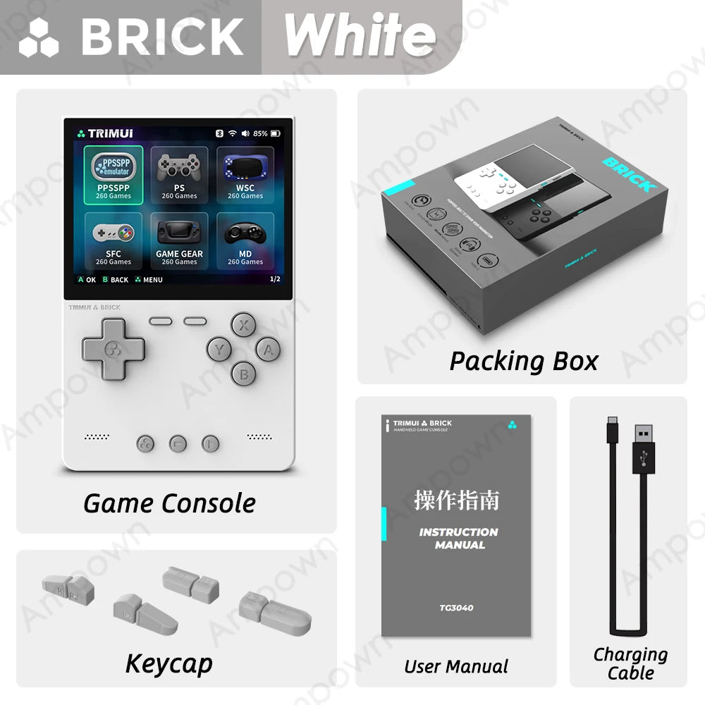 TRIMUI BRICK Handheld Game Console 3.2'' IPS Screen Linux System Crossmix OS Metal Back Panel Key LED Lighting Free Keycap Gifts