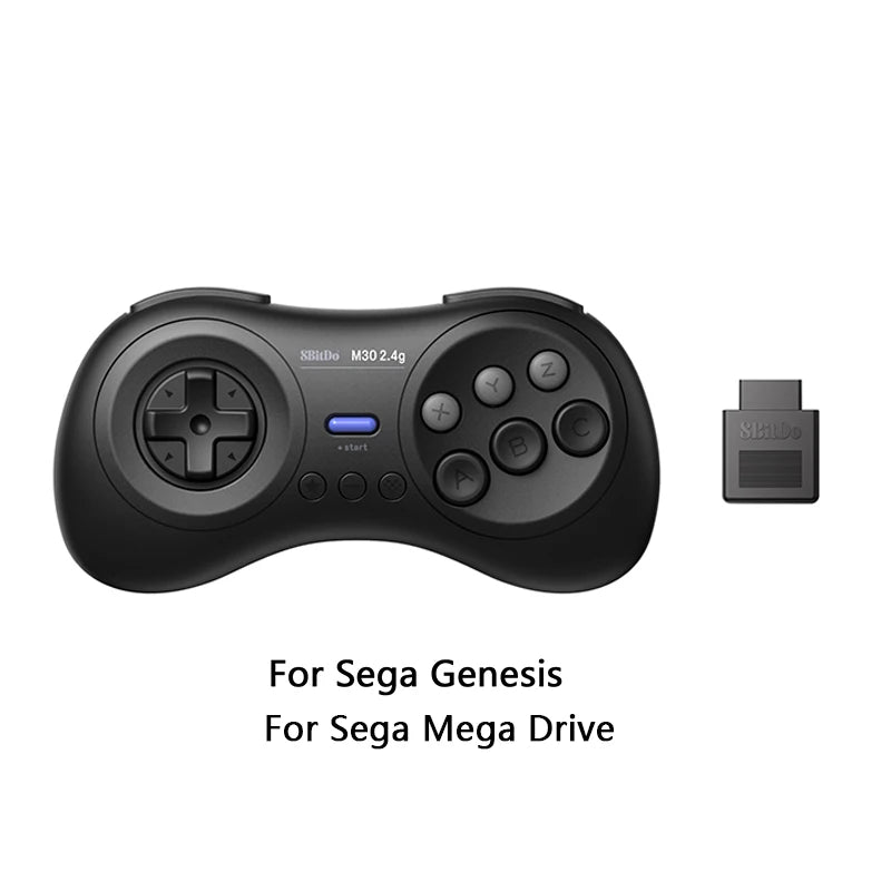 8BitDo for Gega Genesis Mini and Mega Drive Mini M30 2.4G Wireless Black and White Gamepad  Wireless Game Controller