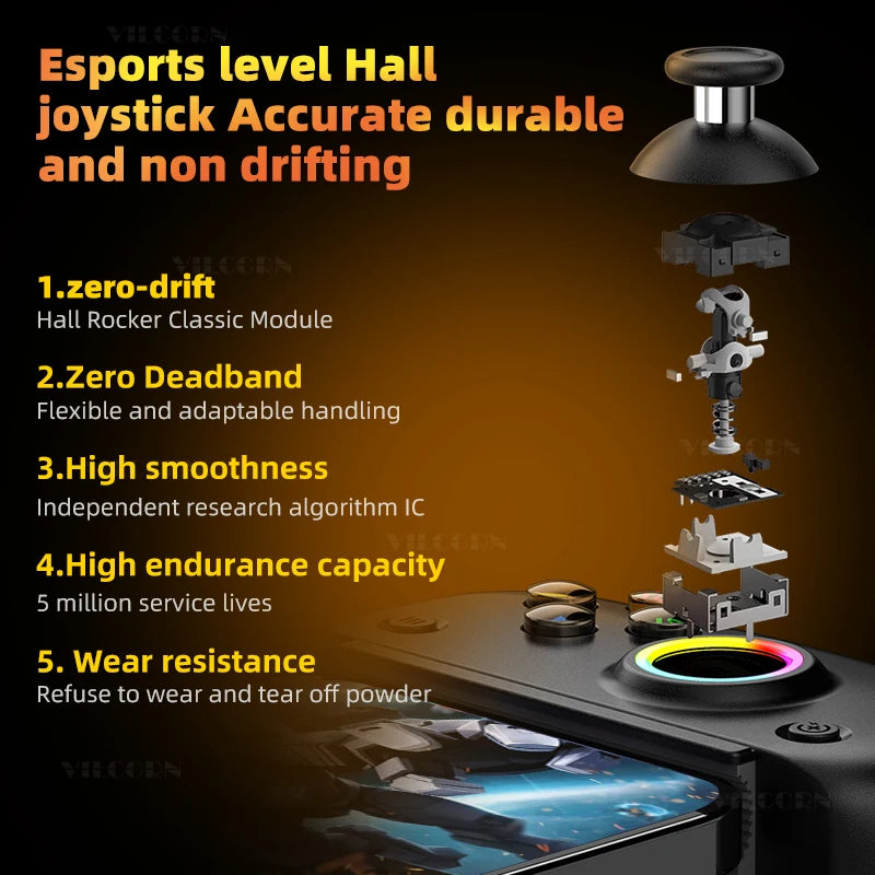 D8Pro RGB Tablet Game Controller FPS Mobile Gamepad For Switch Android ios PS3 PS4 PC Hall Trigger Joystick