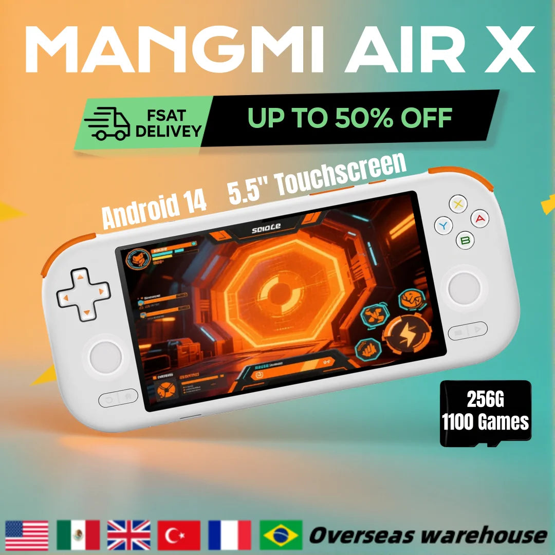 MANGMI AIR X Handheld Game Console Qualcomm Snapdragon 662 5.5'' Touchscreen15W FastCharging Android 14 Active Cooling Fan Gift