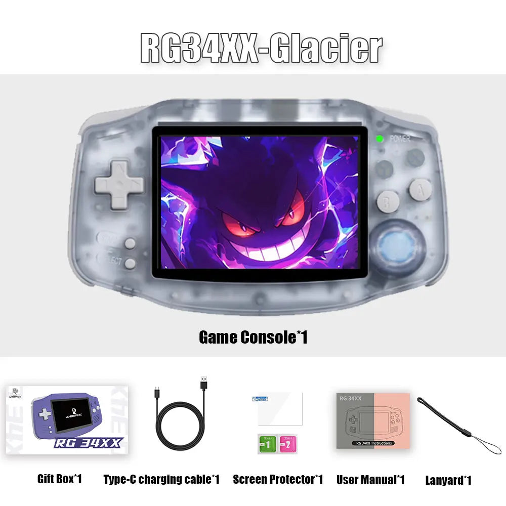 ANBERNIC RG34XX 64Bit Retro Handheld Game Player 3.4-inch IPS Screen HD-Support TV Portable Game Console 3500mAh streaming Gift