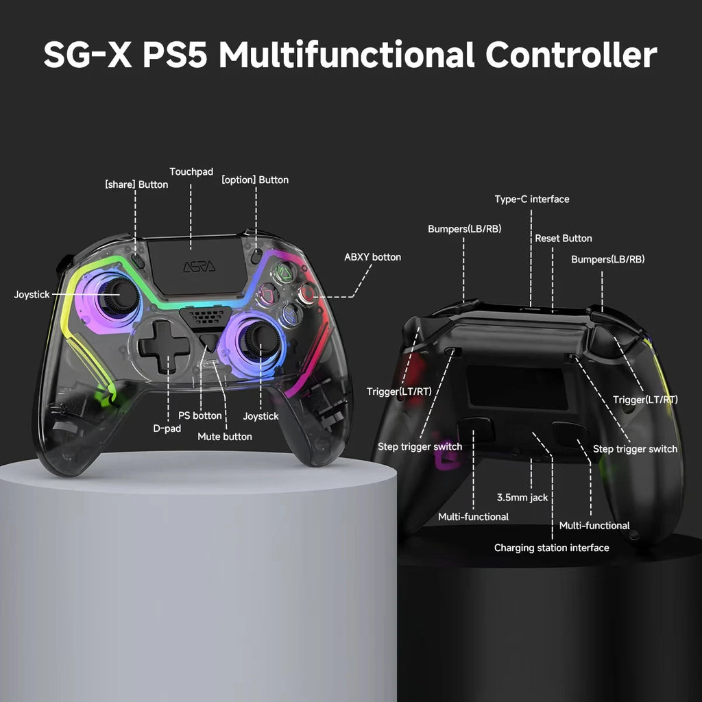 RGB Wireless Gaming Gamepad For PS5/ios/Android/PC Game Controller 3D Hall Effect Vibration Effect Gamepad PlayStation 5