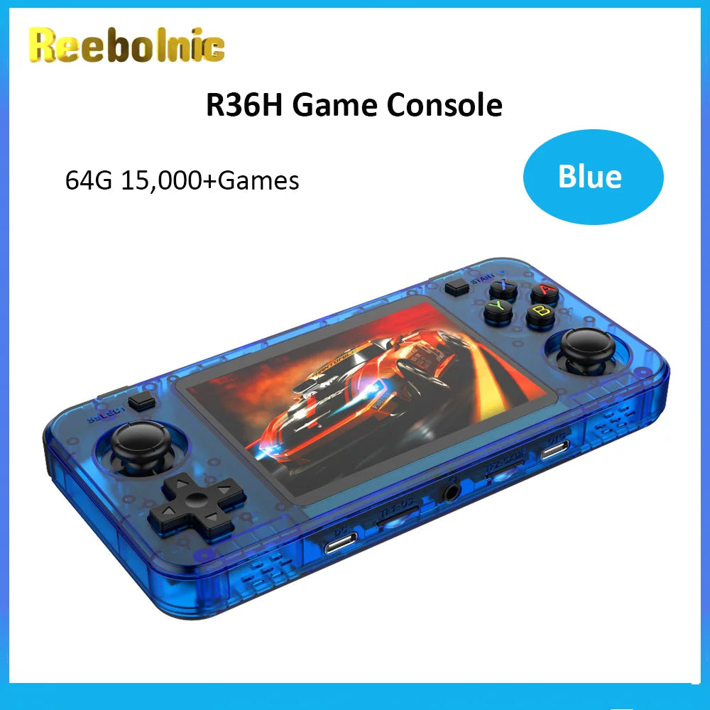 Reebolnic R36H Game Console 3.5Inch IPS Screen RK3326 3000mAh ARK OS System Portable Retro Video Game Console for Boy gift