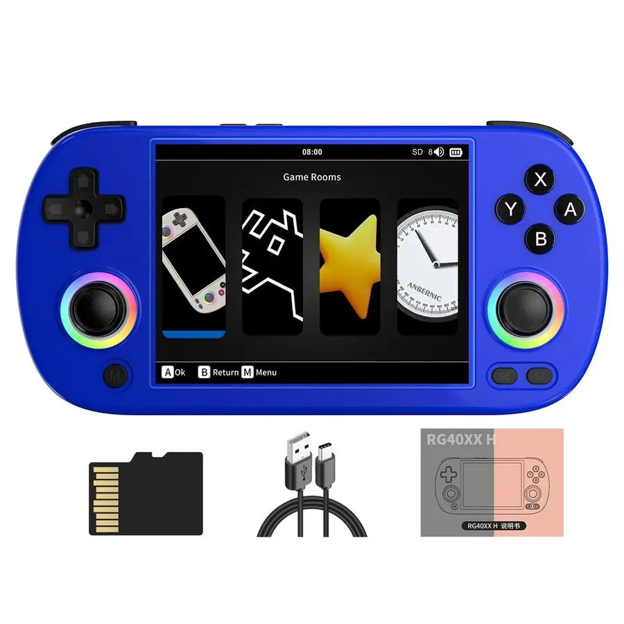 RG40XX H Retro Handheld Game Console 4.0inch IPS screen Linux System Game Player 64GB Card Preloaded 5000 Games RGB Lighting 320