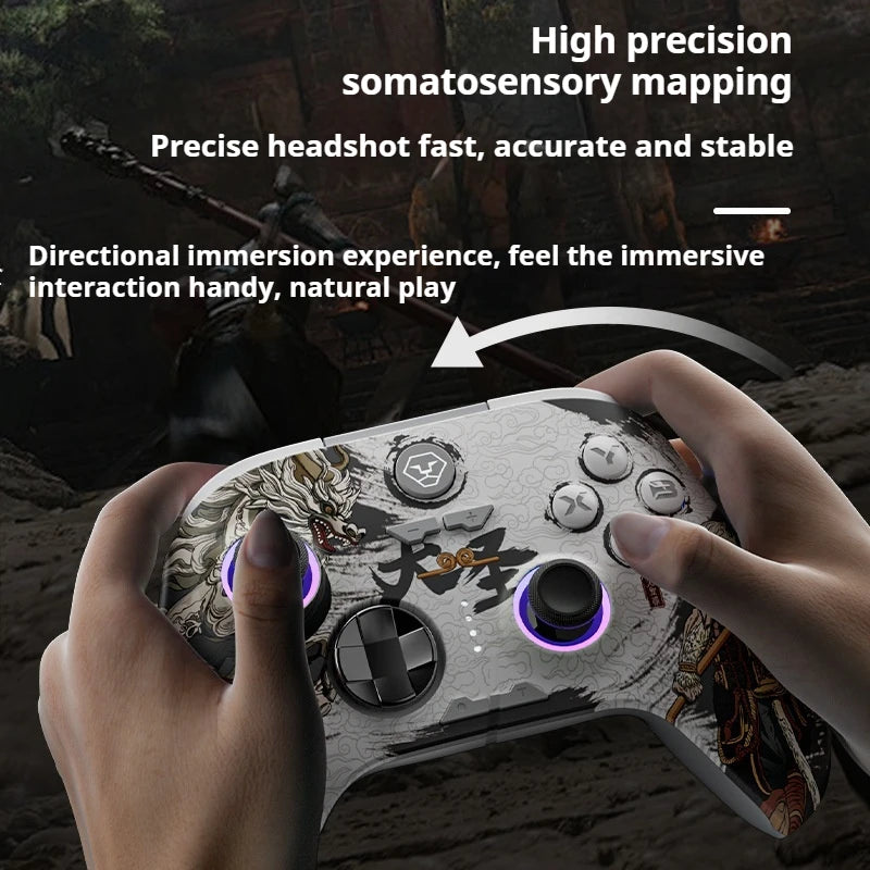 Aolion Wireless Game Controller Hall Linear Trigger Electromagnetic Joystick Rgb Light Effect Long Battery Life Pc/Switch/Steam