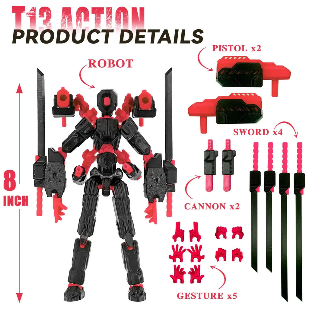 (Assembly Completed) 8 inch T13 Action Figure Set,T 13 Action Figure Multi-Articular Mobile Robot Nova T-13,Desktop Decorations