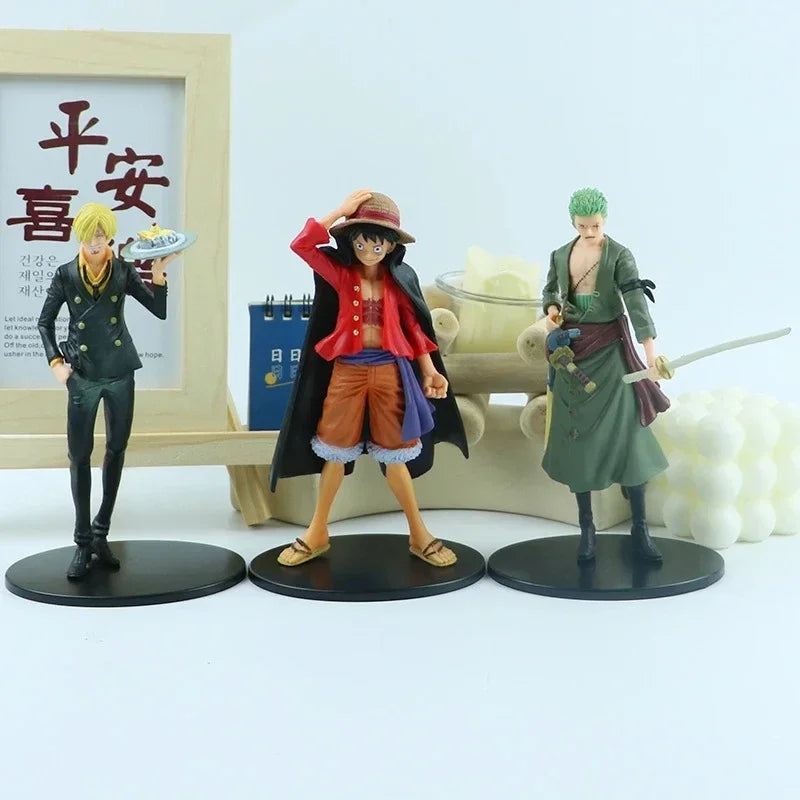 **18cm One Piece Anime Figure Pirate Warriors Monkey D Luffy Roronoa Zoro Sanji Usopp Action Figures Collectible Model Toys