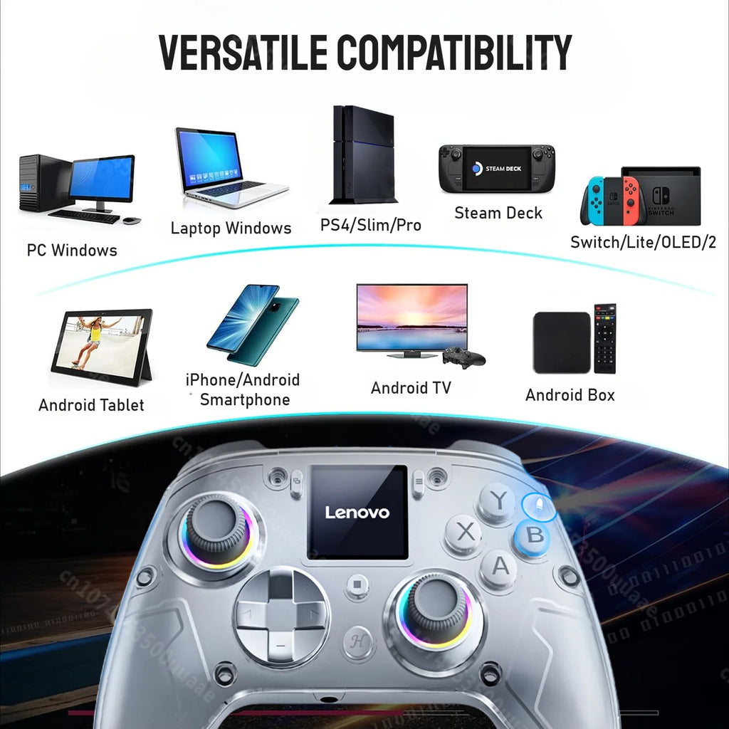 Lenovo X01 Smart Screen Wireless Gamepad Dual Hall Joystick Game Controller for Switch/2/Lite/OLED iPhone Android PS4 PC Steam