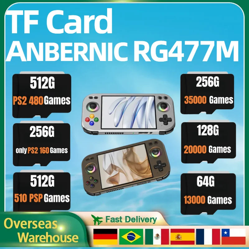 For ANBERNIC RG 477M TF Card Memory Card Preloaded Games 512GPSP Games Video Game Console Pre-install Retro Games Card RG477M
