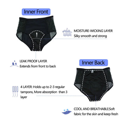 Menstrual Underwear Woman Plus Size Heavy Flow Absorbency Leakproof Period Diaper Panties  4 Layers Physiological Sanitary Panty