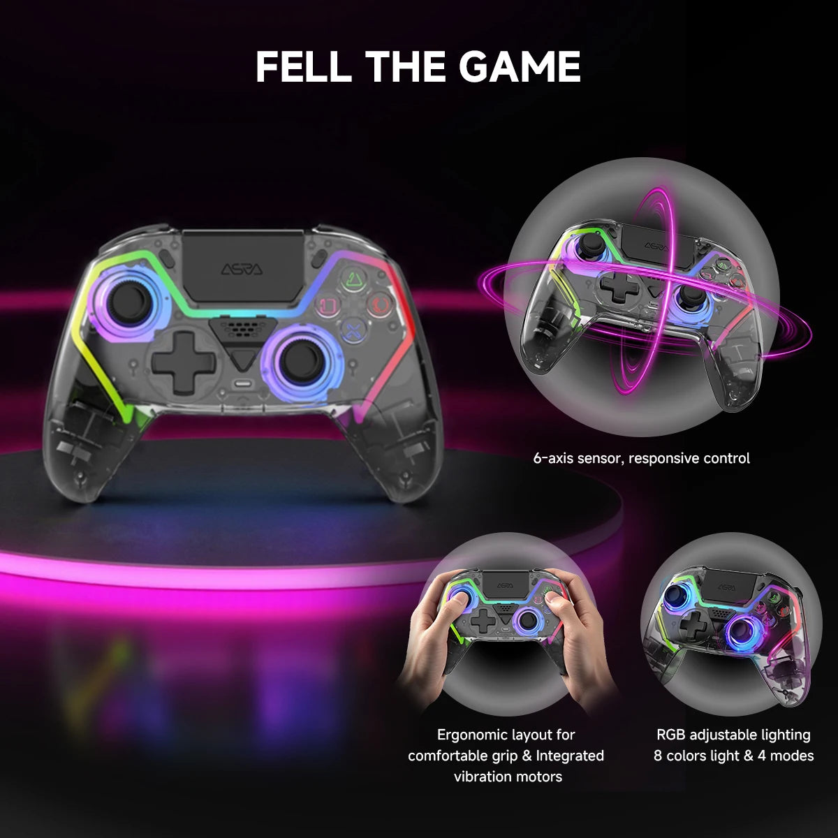 RGB Wireless Gaming Gamepad For PS5/ios/Android/PC Game Controller 3D Hall Effect Vibration Effect Gamepad PlayStation 5