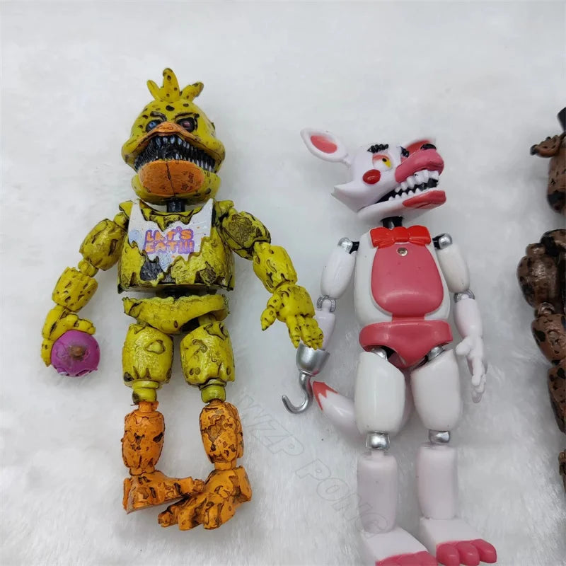 6 Pcs/set Game Lightening Movable Joints Midnight Toy Bear Action Figure Toys Foxy Chica PVC LED Light Model Dolls Kids