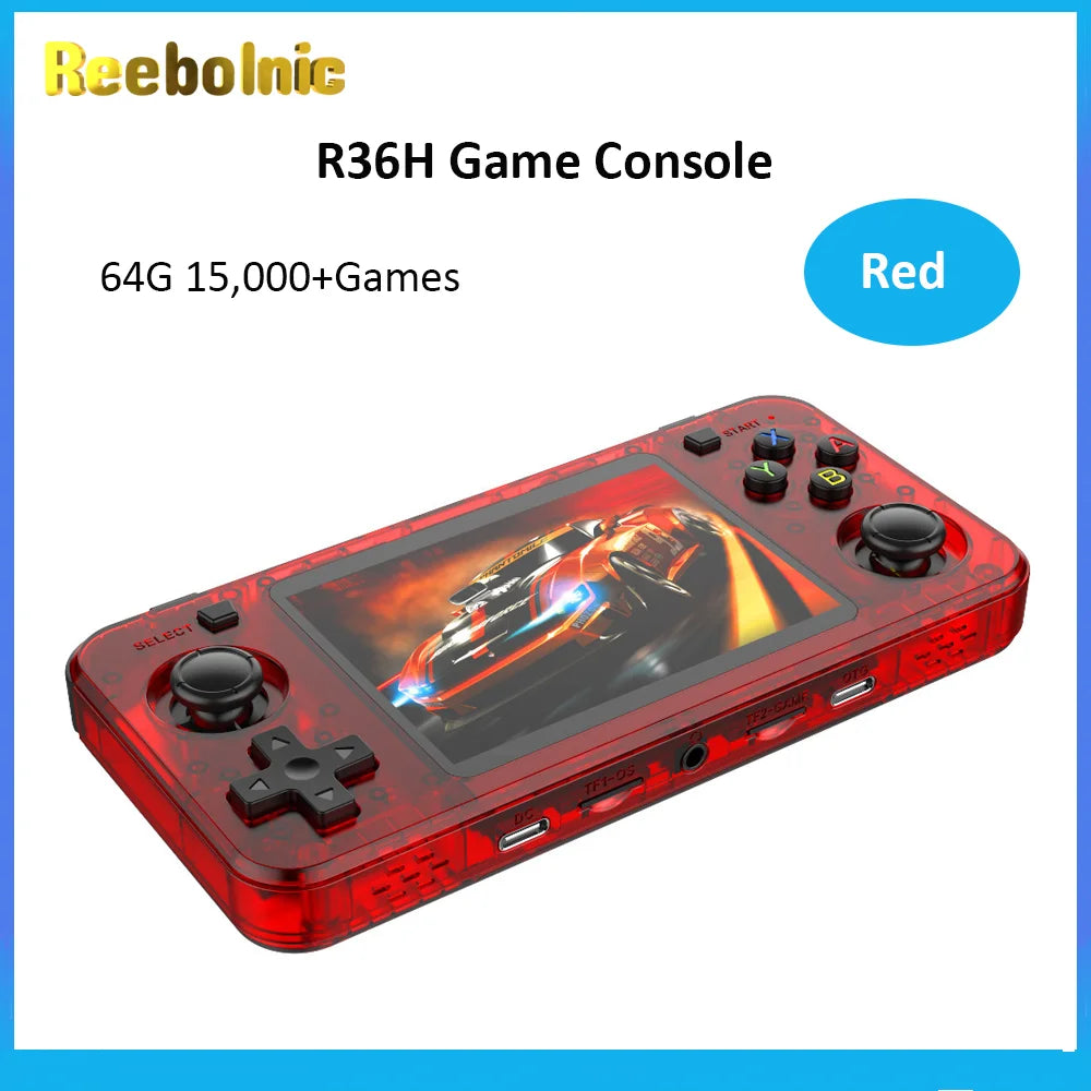 Reebolnic R36H Game Console 3.5Inch IPS Screen RK3326 3000mAh ARK OS System Portable Retro Video Game Console for Boy gift
