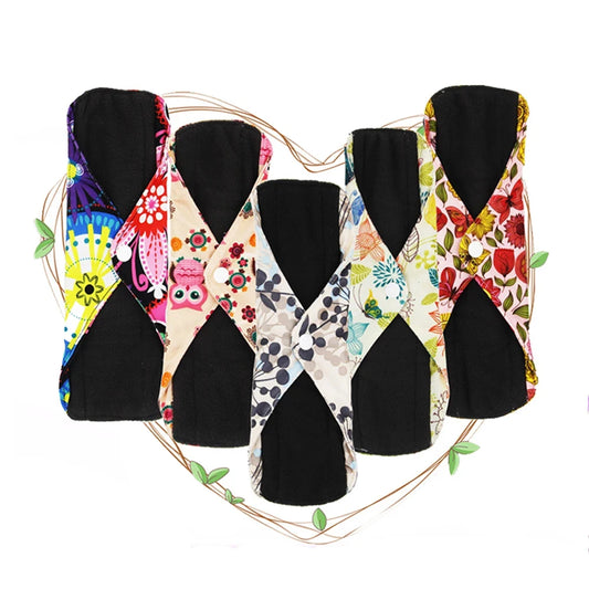5Pcs Washable Sanitary Towels Menstrual Pad Reusable Bamboo Charcoal Women Napkins Feminine Hygiene Product Period Cloth Pads