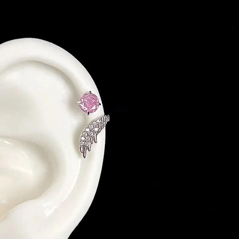 LATS 1pcs Silver Color Wing Ear Bone Nail for Women New Fashion Zircon Earrings Accessories Fashion Jewelry
