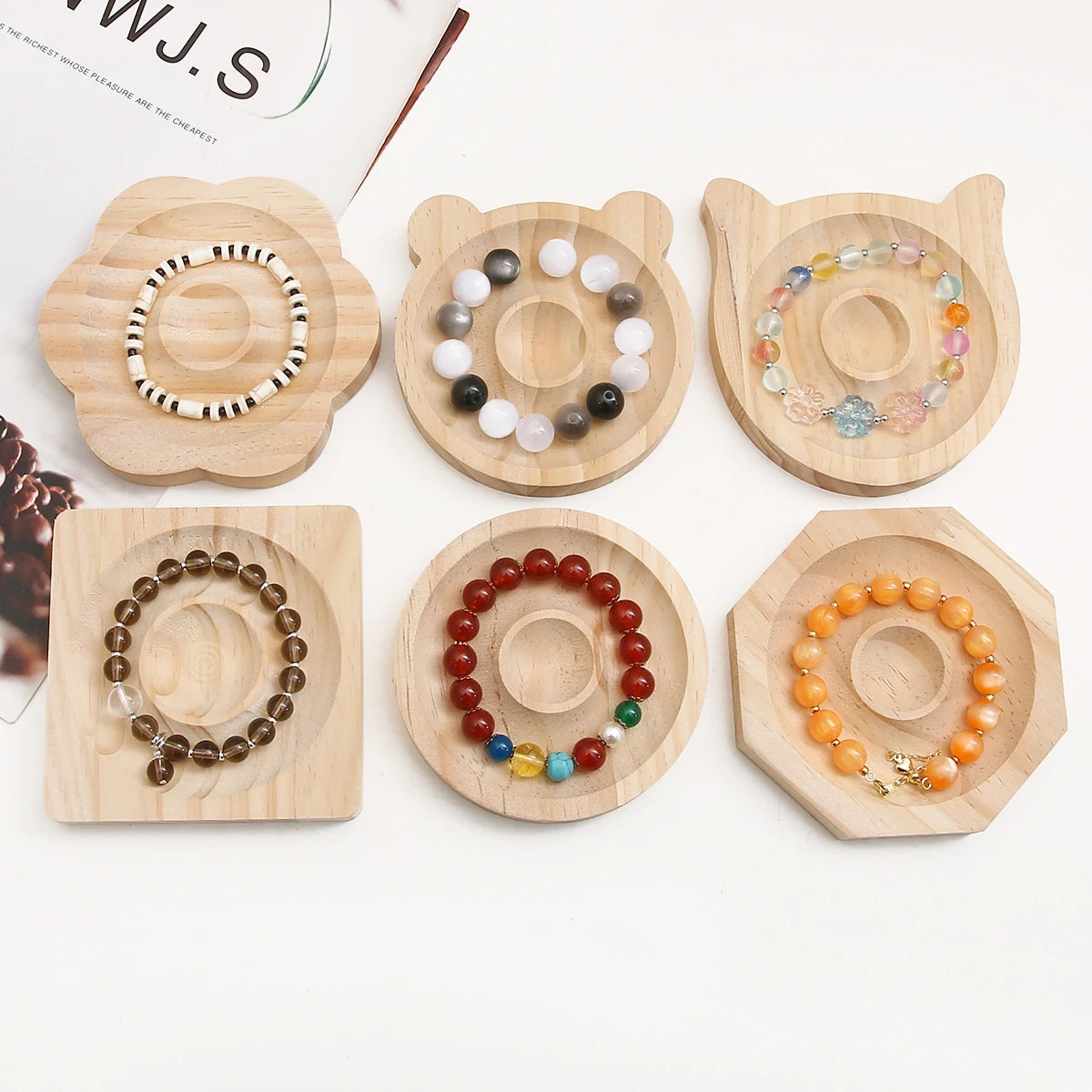 1PC Wooden Beading Design Board Bracelet Display Stand Jewelry Making Necklaces Crafts Tray Practical Display Stand