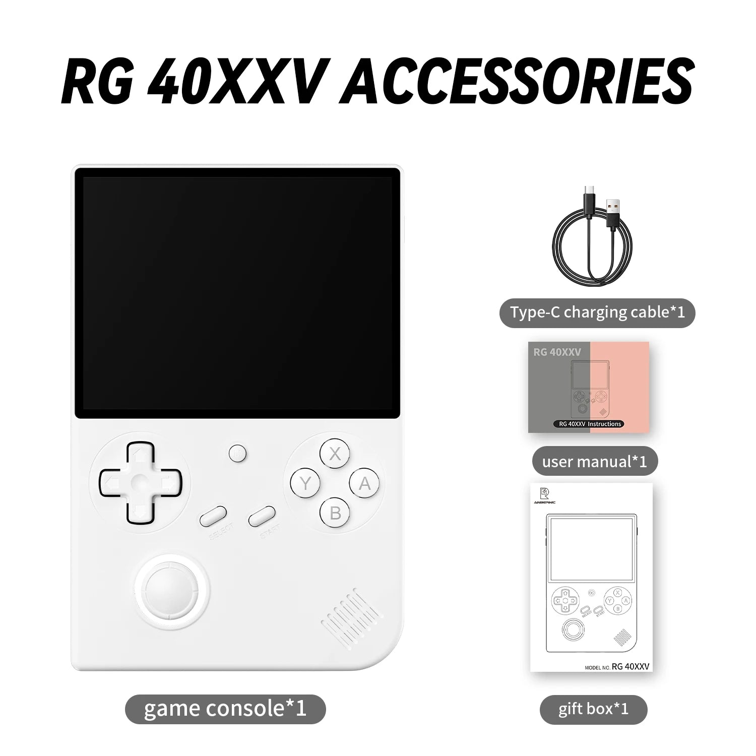 ANBERNIC RG40XXV Handheld Game Console 4''IPS Screen Video Output Joystick RGB Lighting Effect Streaming RG 40XXV Ebook MP4 Gift