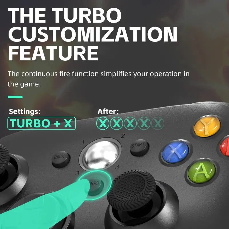 Wireless/Wired Controller For Xbox 360 Game Controller with Dual-Vibration Turbo Compatible with Xbox 360/360 Slim and PC Window